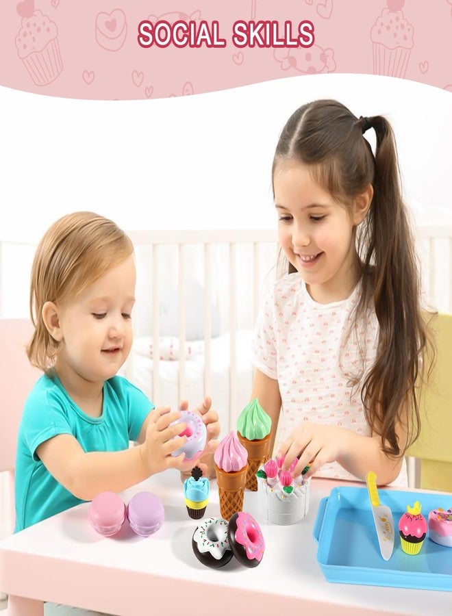 Elitoky مجموعة ألعاب حلويات إليتوكي - طعام لعب لمطبخ الأطفال - ألعاب تقطيع الحلويات والكيك والآيس كريم والدونات - مجموعة هدايا عيد ميلاد للأولاد والبنات والأطفال الصغار - Image 4